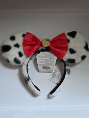 101 Dalmatian Ears Headband with Red Bow